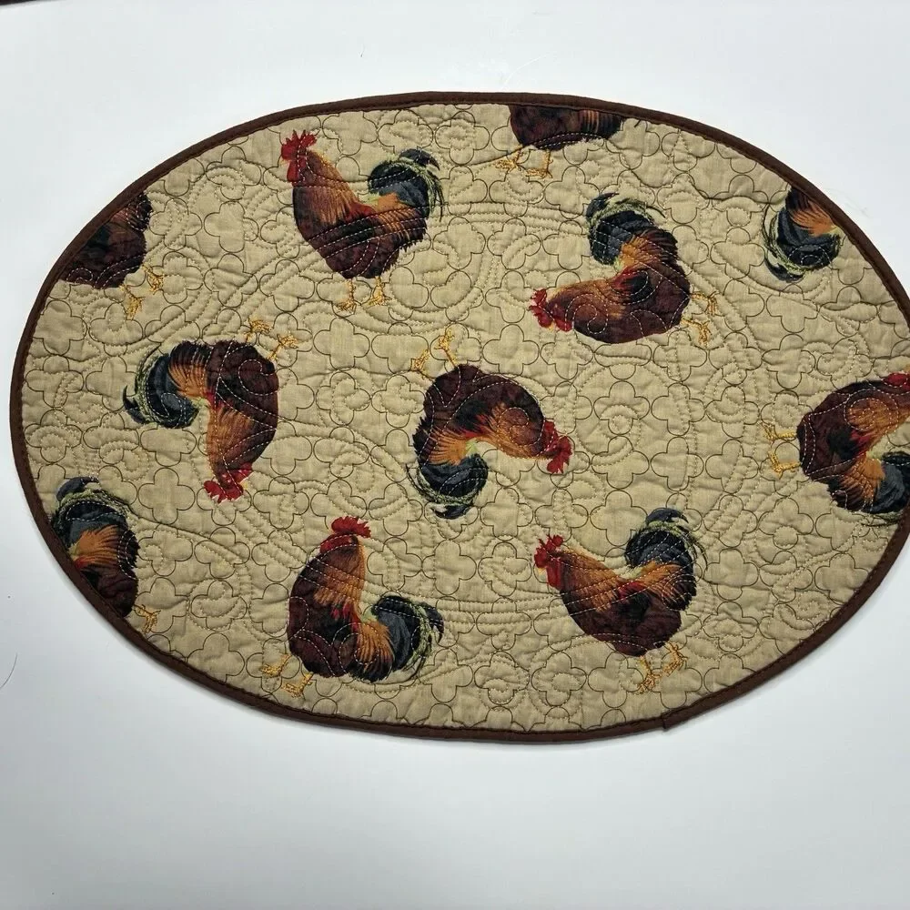 Set Of 4 Rooster Farmhouse Country Vintage Cloth Placemats